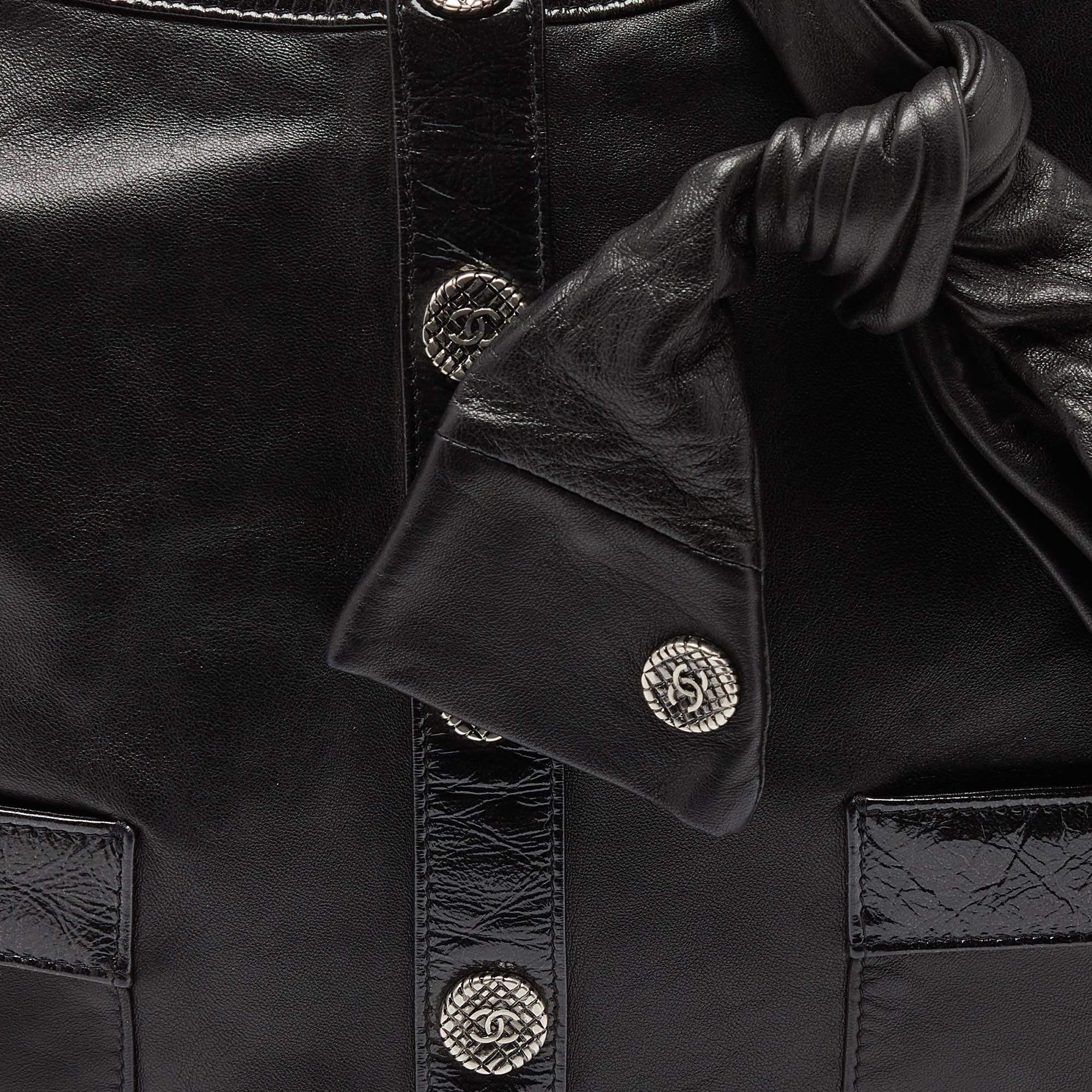 Chanel Black Leather Large Girl Chanel Bag For Sale 3