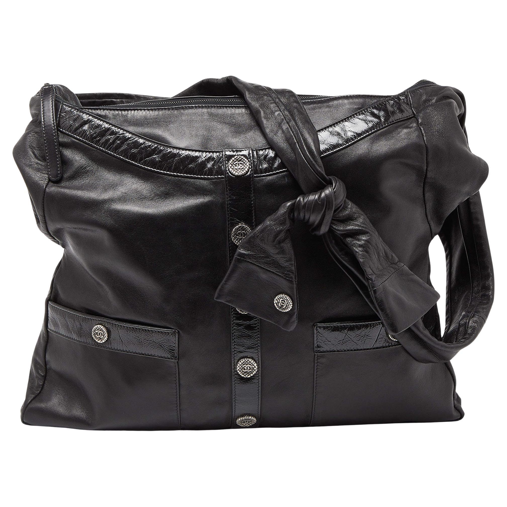 Chanel Black Leather Large Girl Chanel Bag For Sale