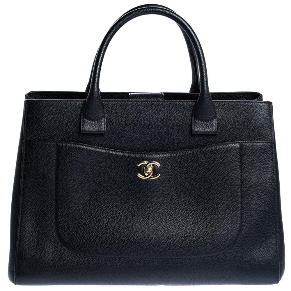 Chanel Black Leather Large Neo Executive Shopper Tote