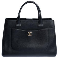 Chanel Schwarzes Leder Großer Neo Executive Shopper Tote