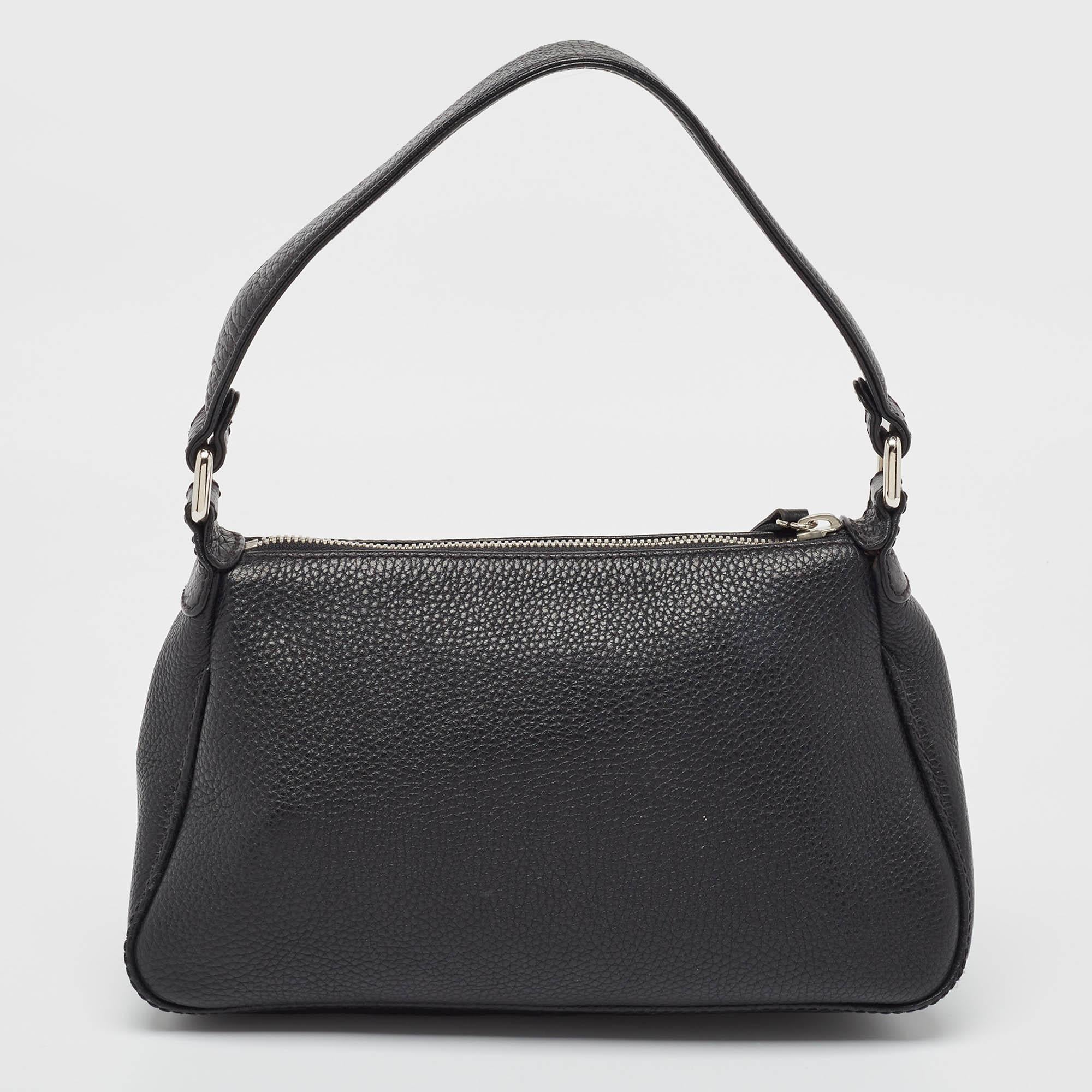 Women's Chanel Black Leather Lax Front Zip Bag