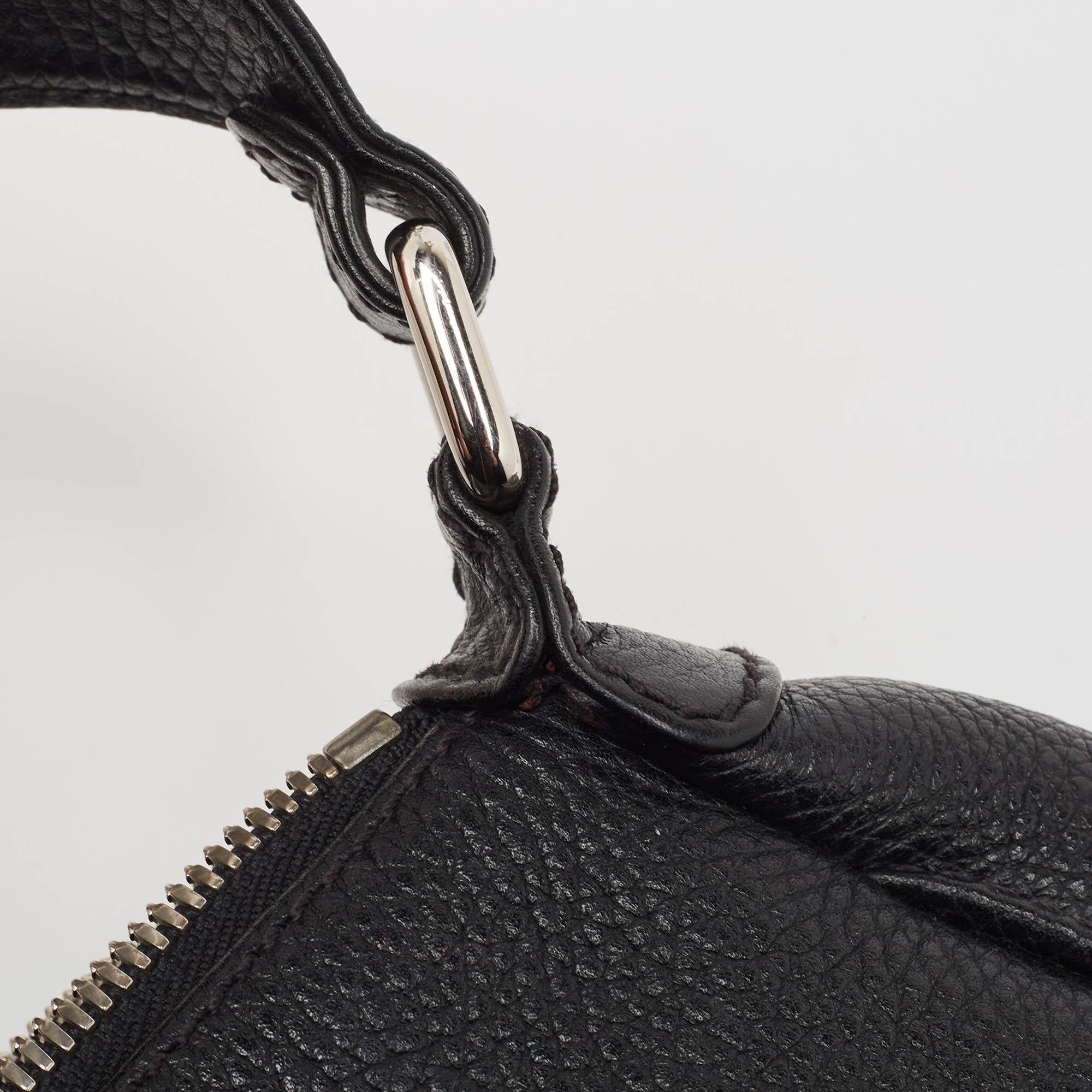 Chanel Black Leather Lax Front Zip Bag 3