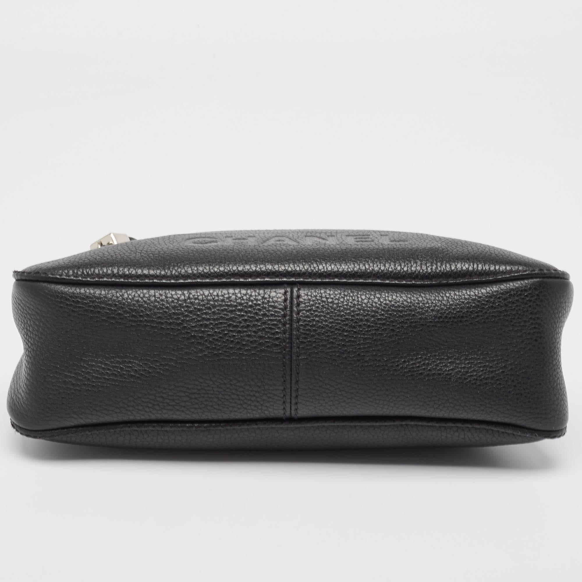 Chanel Black Leather Lax Front Zip Bag 5