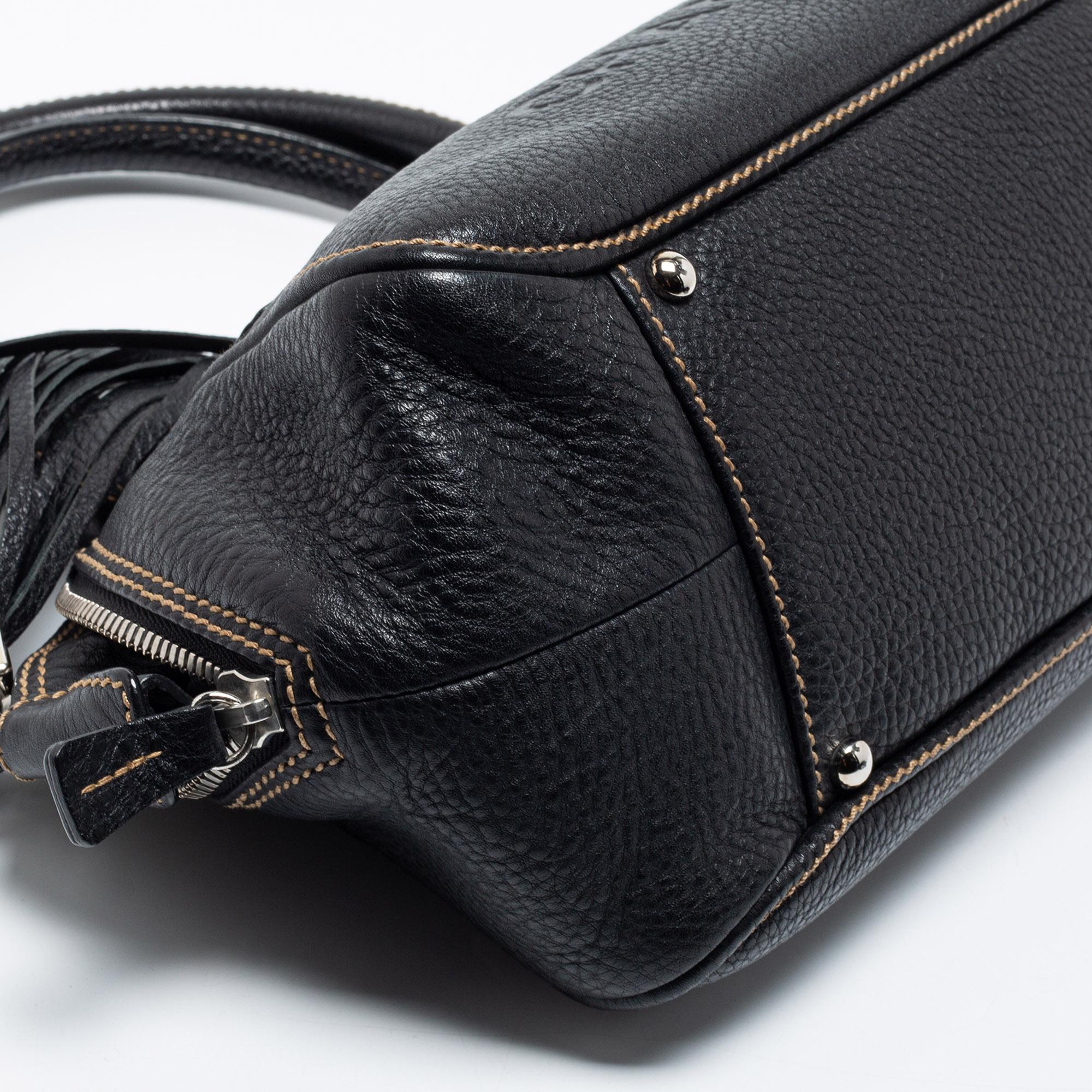 Chanel Black Leather LAX Tassel Bowler Bag 6