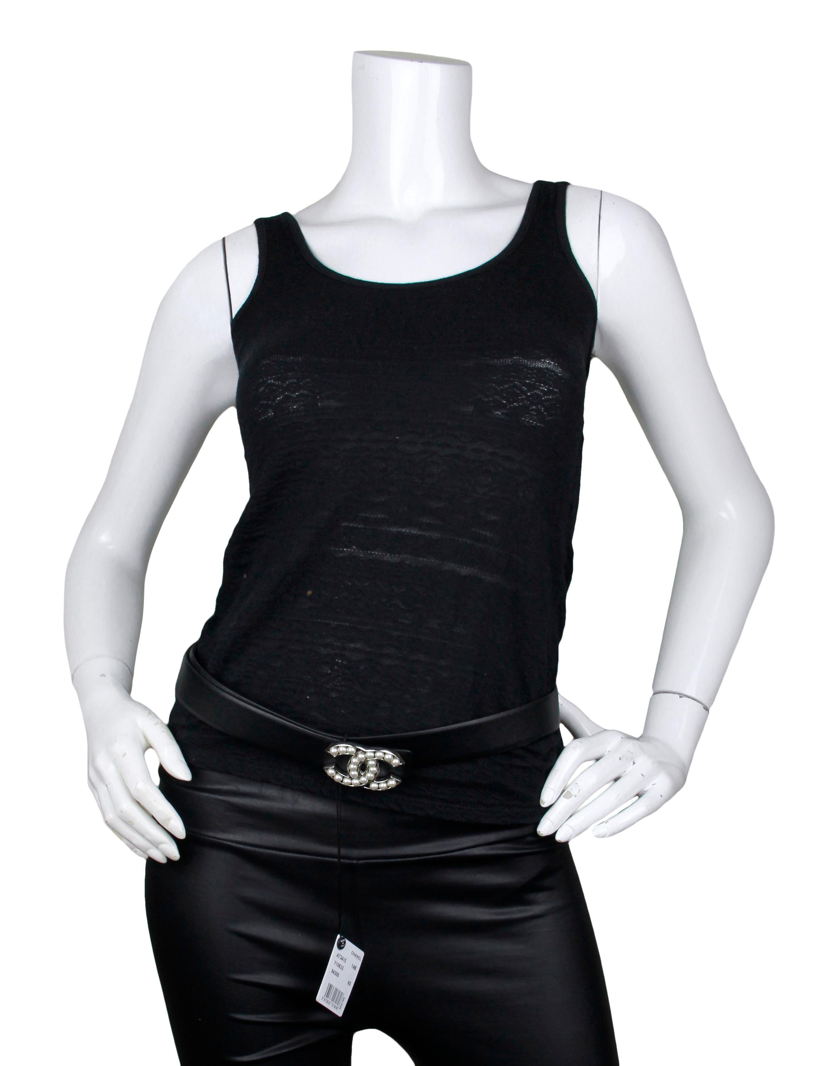 Chanel Black Leather Leather Pearl CC Logo Belt sz 85

Made In: Italy
Year of Production: 2014
Color: Black
Hardware: Very pale goldtone, almost looks silver
Materials: Smooth leather, metal, faux pearls
Overall Condition: New with tags attached.