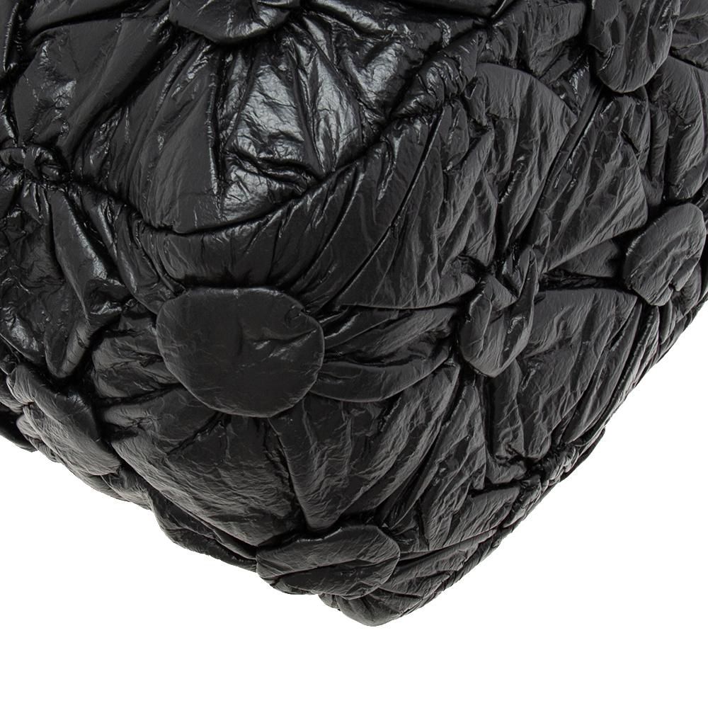 Chanel Black Leather Lemarie Bowler Bag 7
