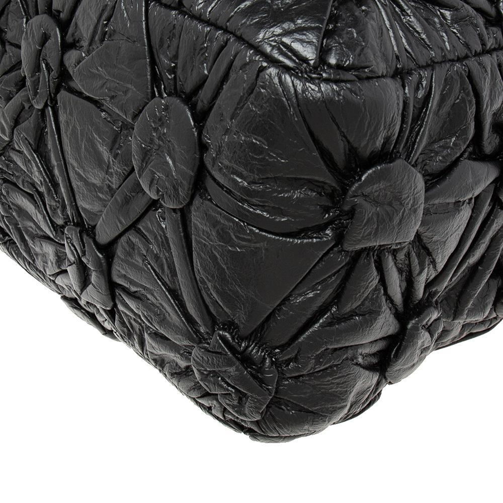 Chanel Black Leather Lemarie Bowler Bag 8