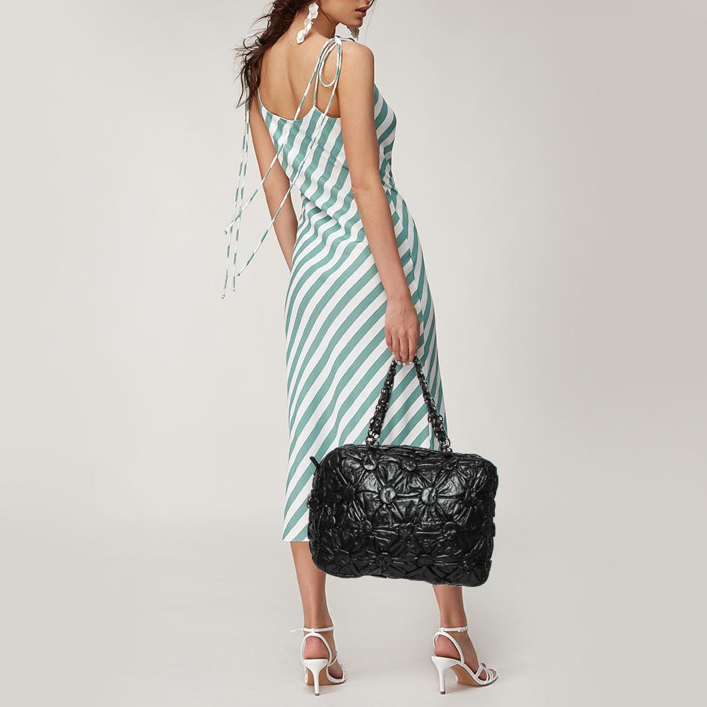 Chanel Black Leather Lemarie Bowler Bag In Excellent Condition In Dubai, Al Qouz 2