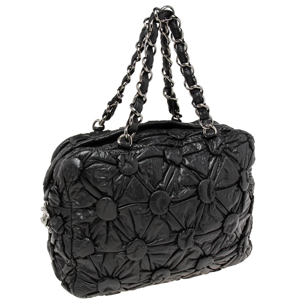 Women's Chanel Black Leather Lemarie Bowler Bag