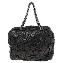 Chanel Black Leather Lemarie Bowler Bag