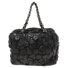 Chanel Black Leather Lemarie Bowler Bag