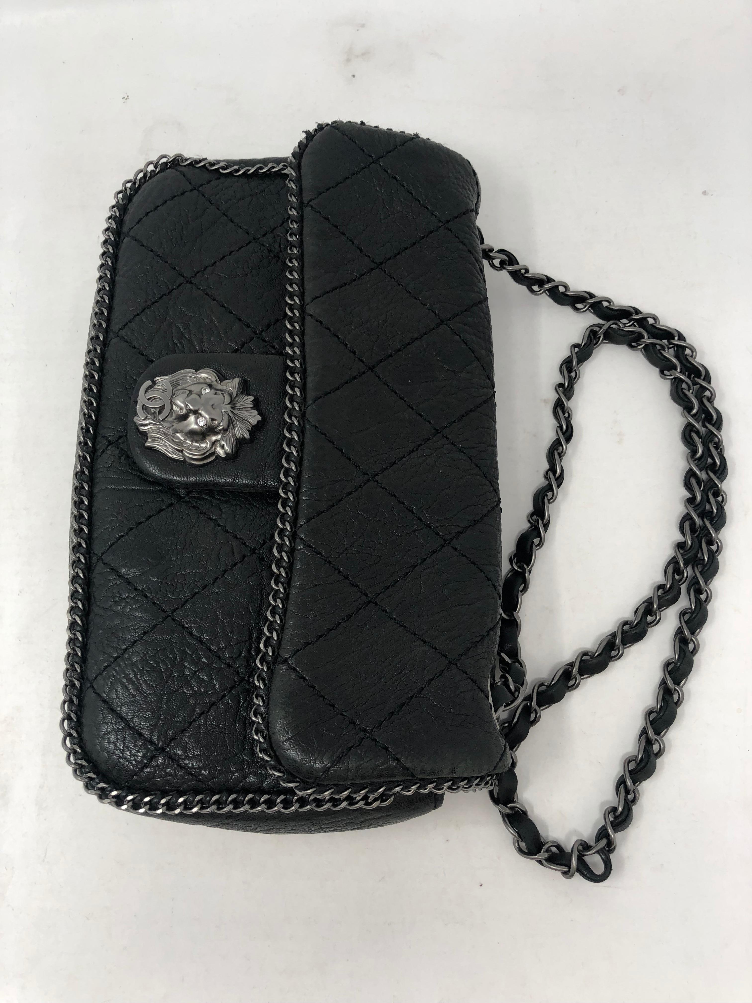 Women's or Men's Chanel Black Leather Lion Bag 