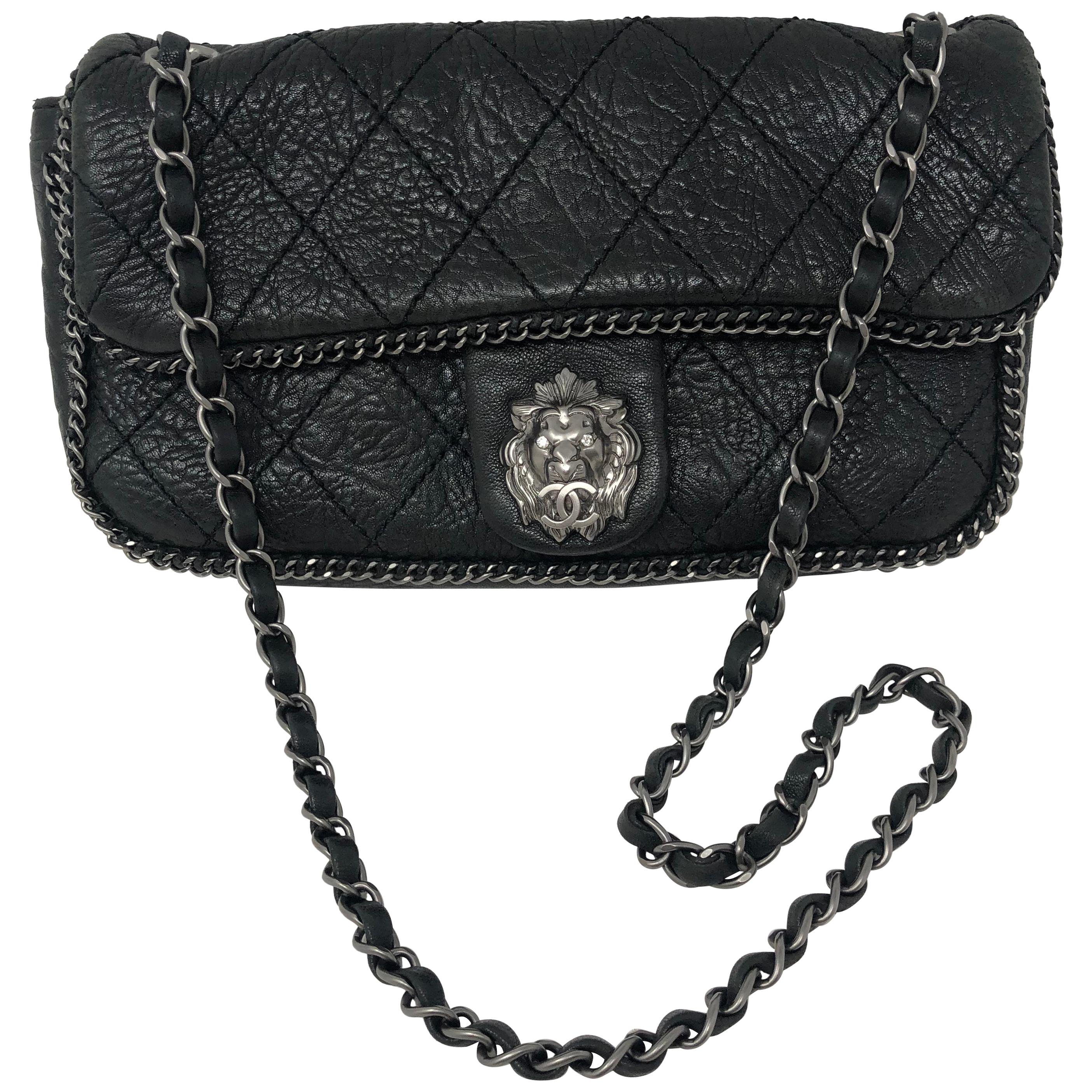 Chanel RARE 2002 Quilted Leather Purse with Metal Chain Fringe at 1stDibs