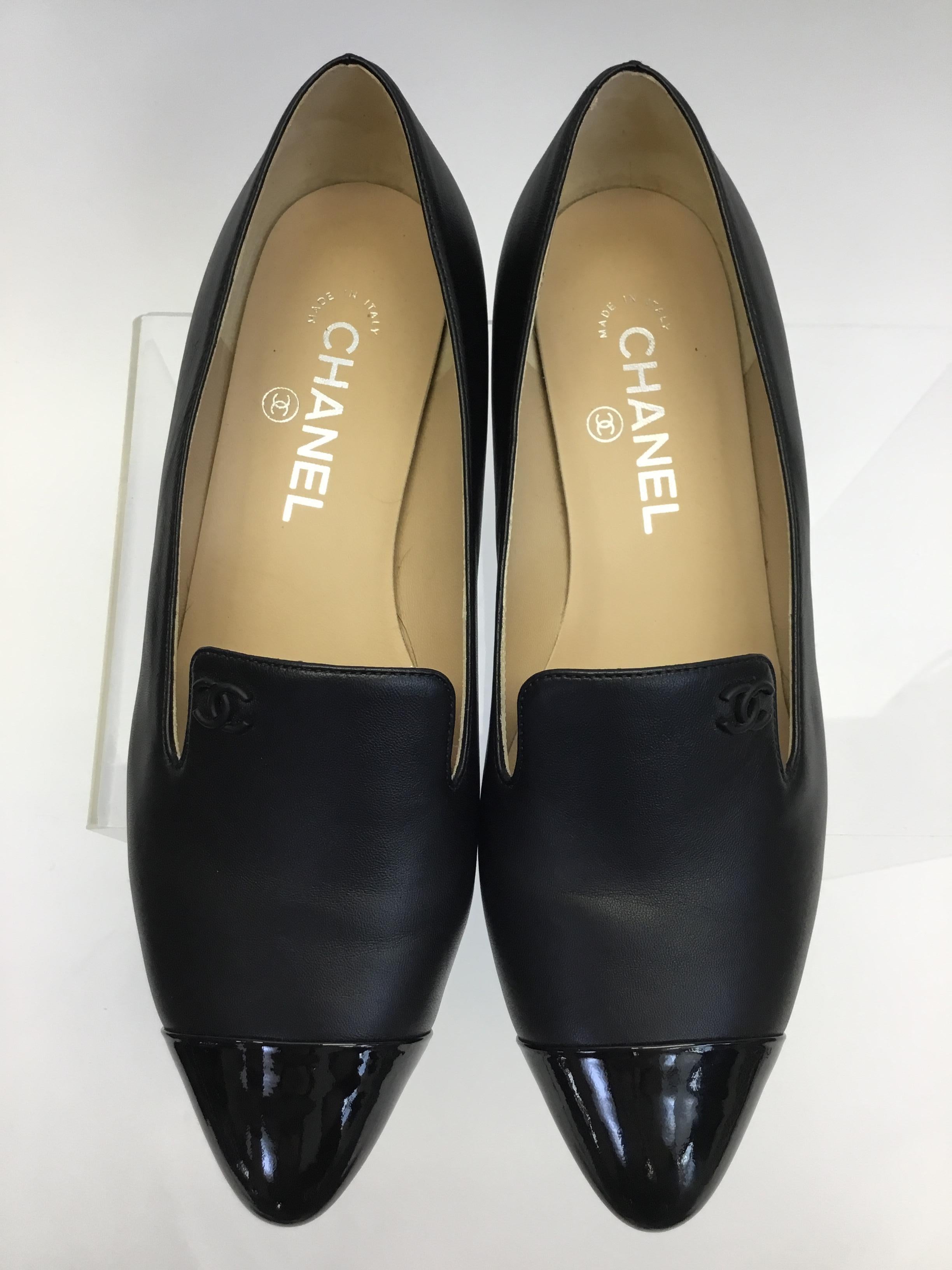 Chanel Black Leather Loafers NIB For Sale 1