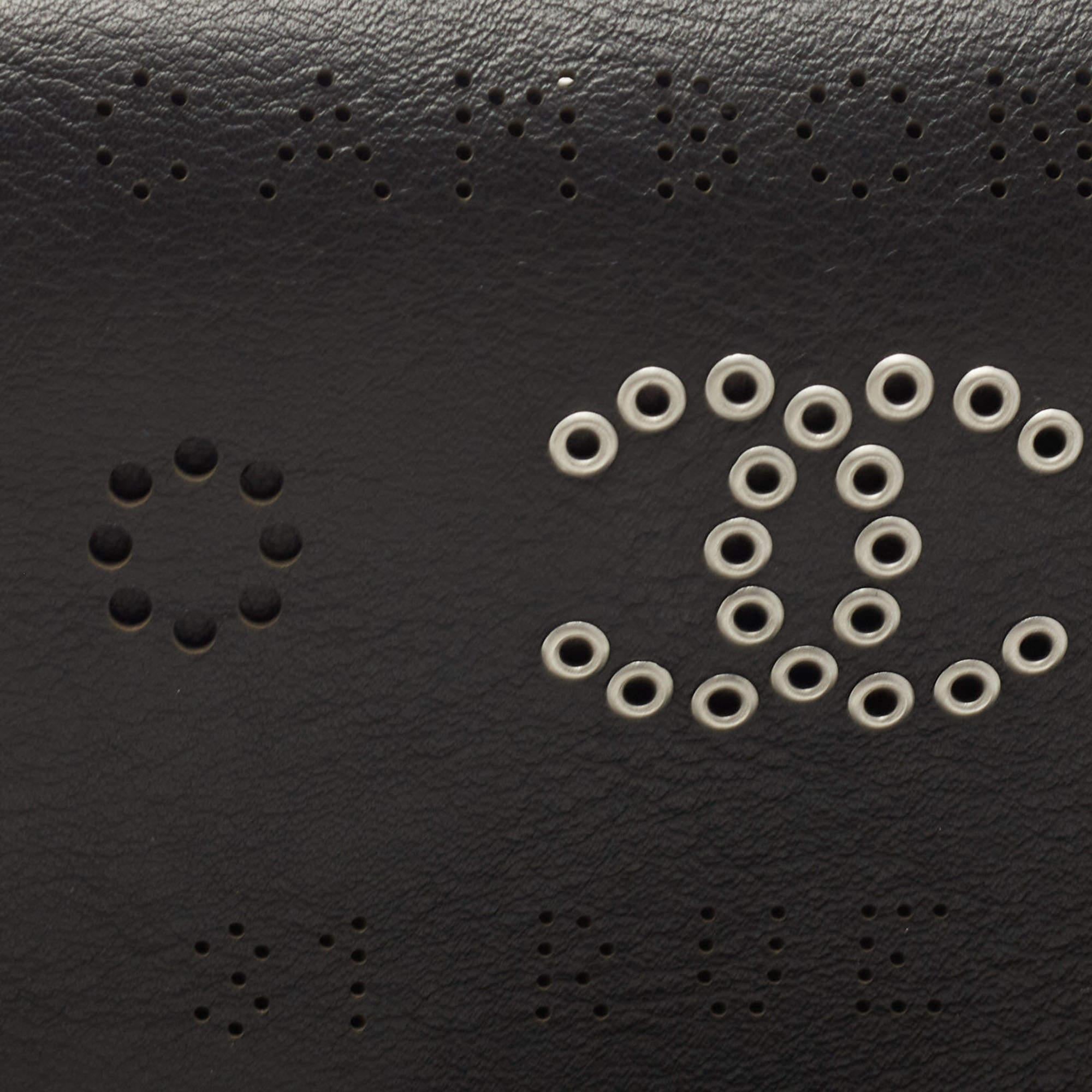 Chanel Black Leather Logo Eyelets Belt Bag 2