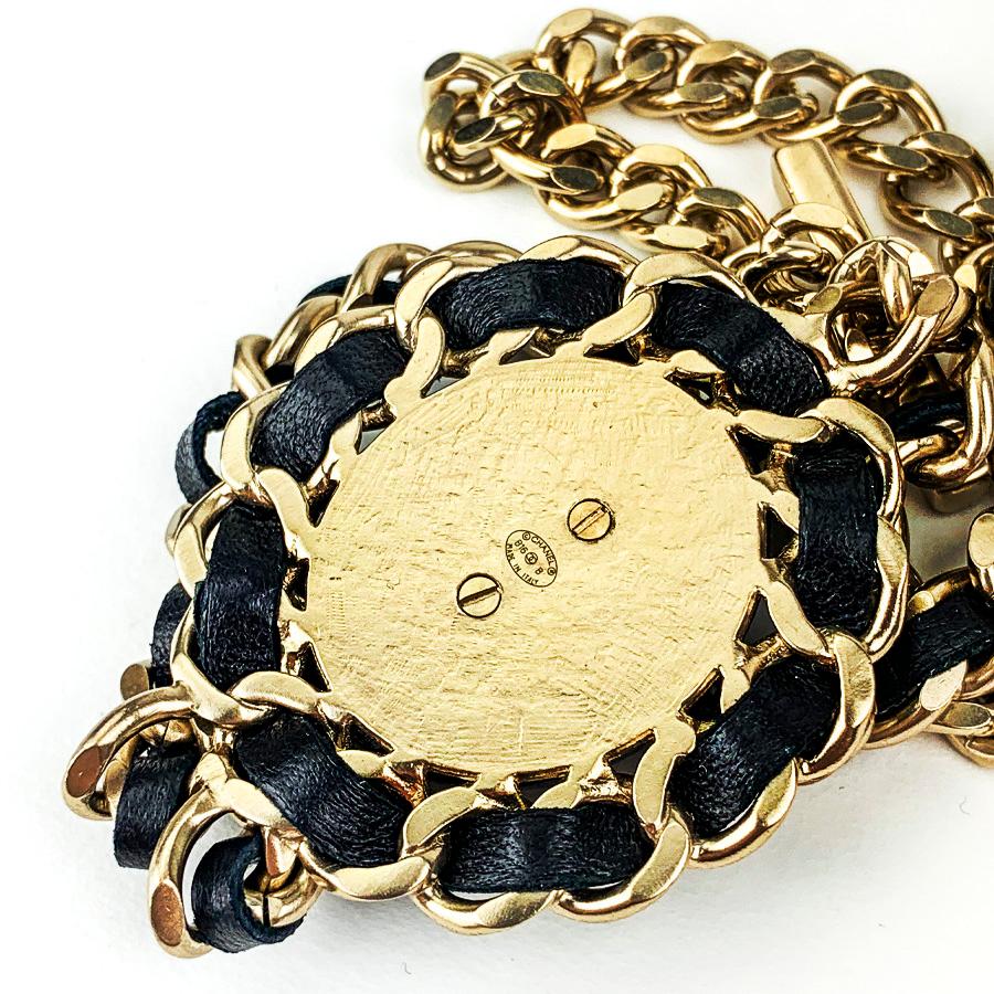 chanel black leather necklace