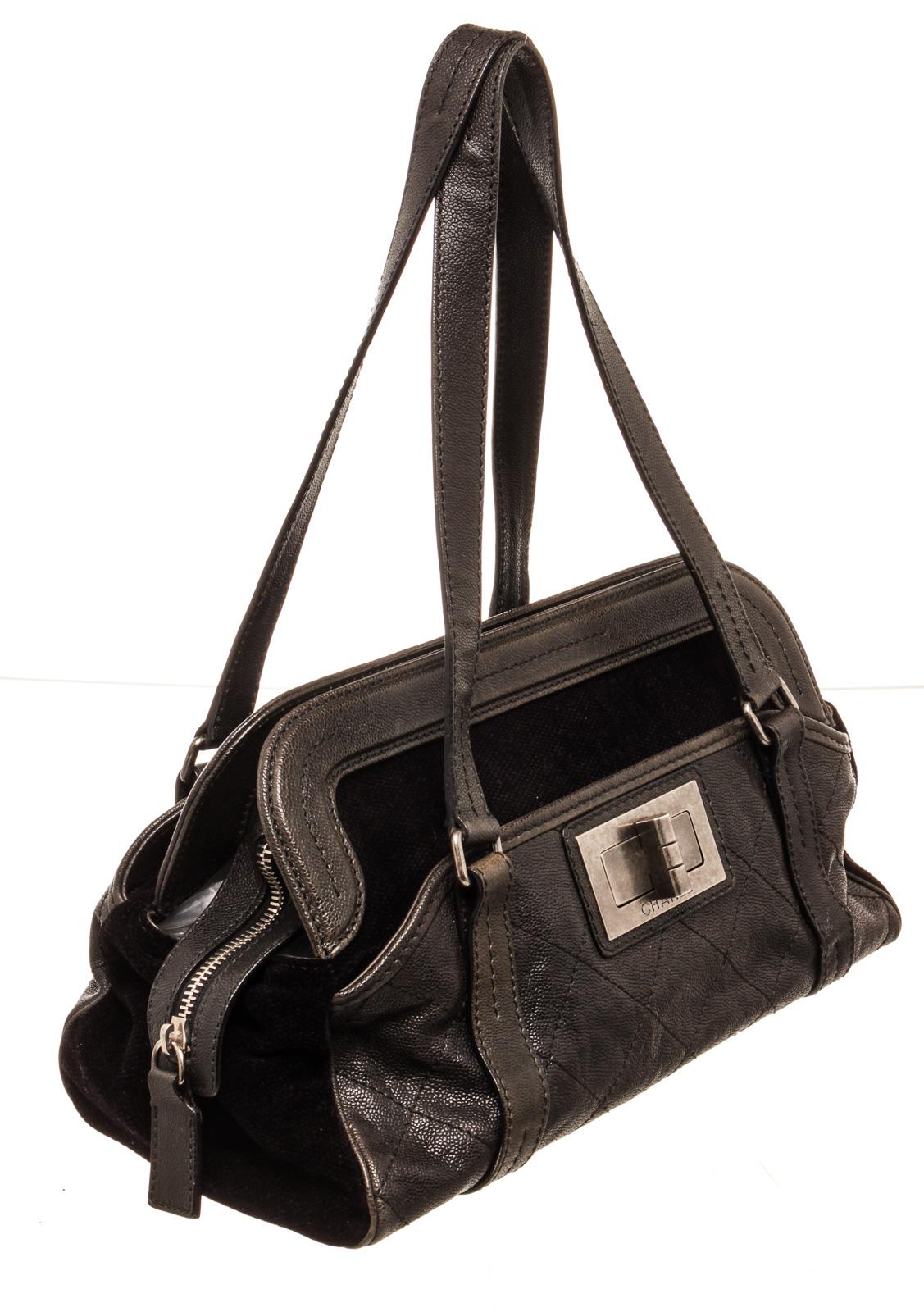 Chanel Black Leather Mademoiselle Shoulder Bag In Good Condition In Irvine, CA