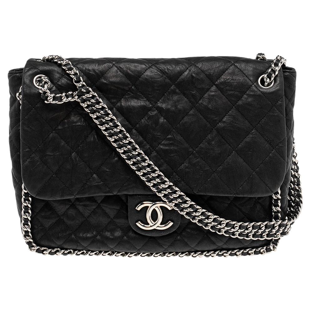 Chanel Vintage CC Flap Shoulder Bag Quilted Lambskin Large at 1stDibs