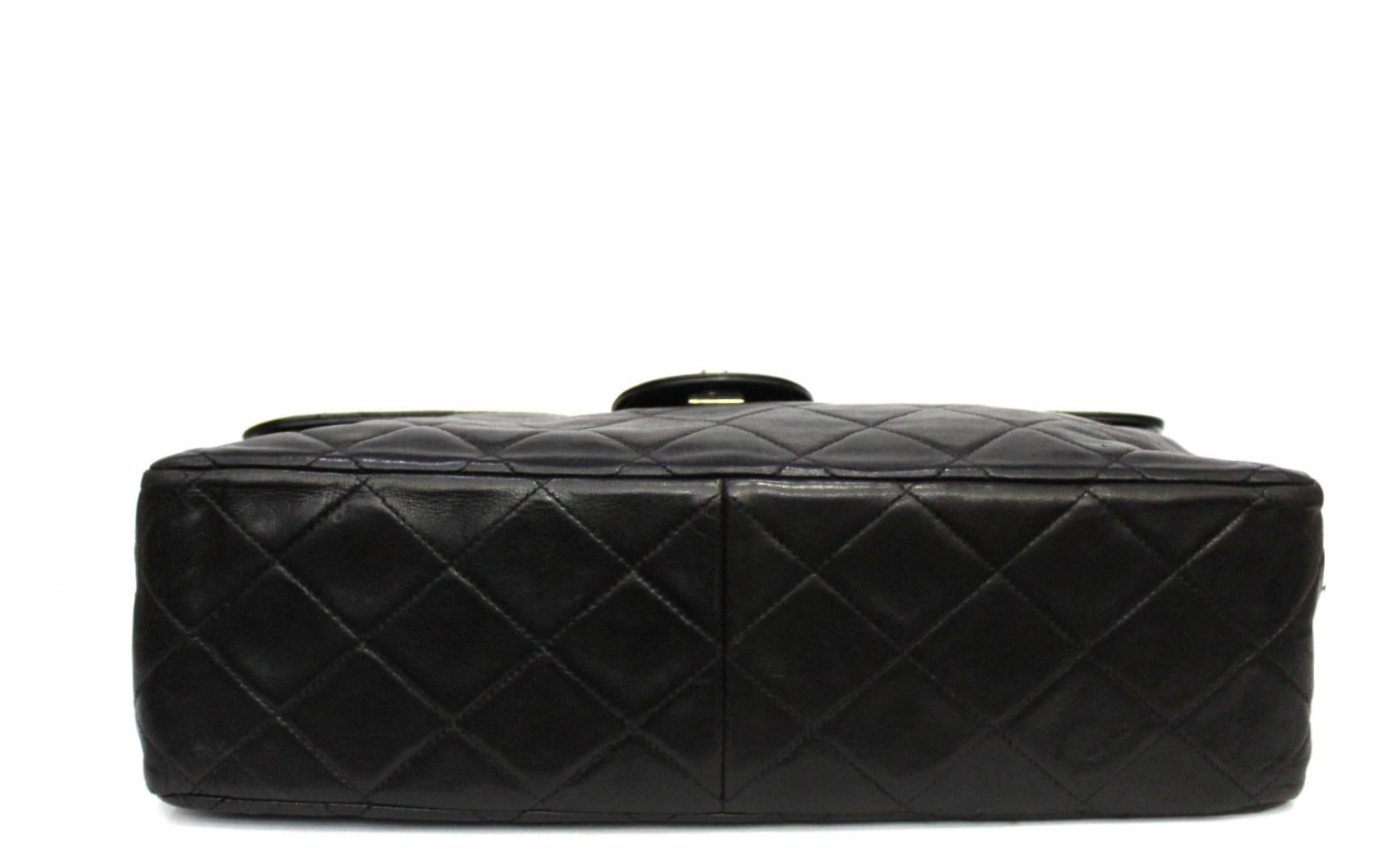 Chanel Black Leather Maxi Jumbo Bag 1
