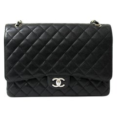 Chanel Black Leather Maxi Jumbo Bag