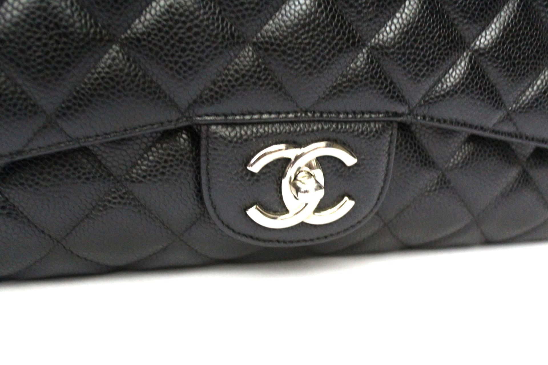 Women's Chanel Black Leather Maxi Jumbo Double-Flap Bag