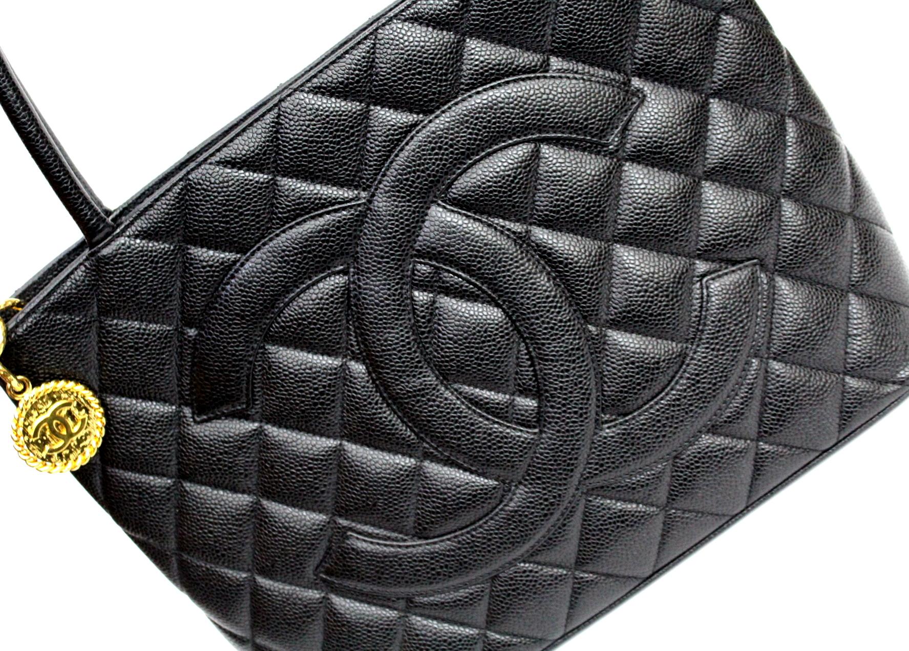 Women's Chanel Black Leather Medallion Bag