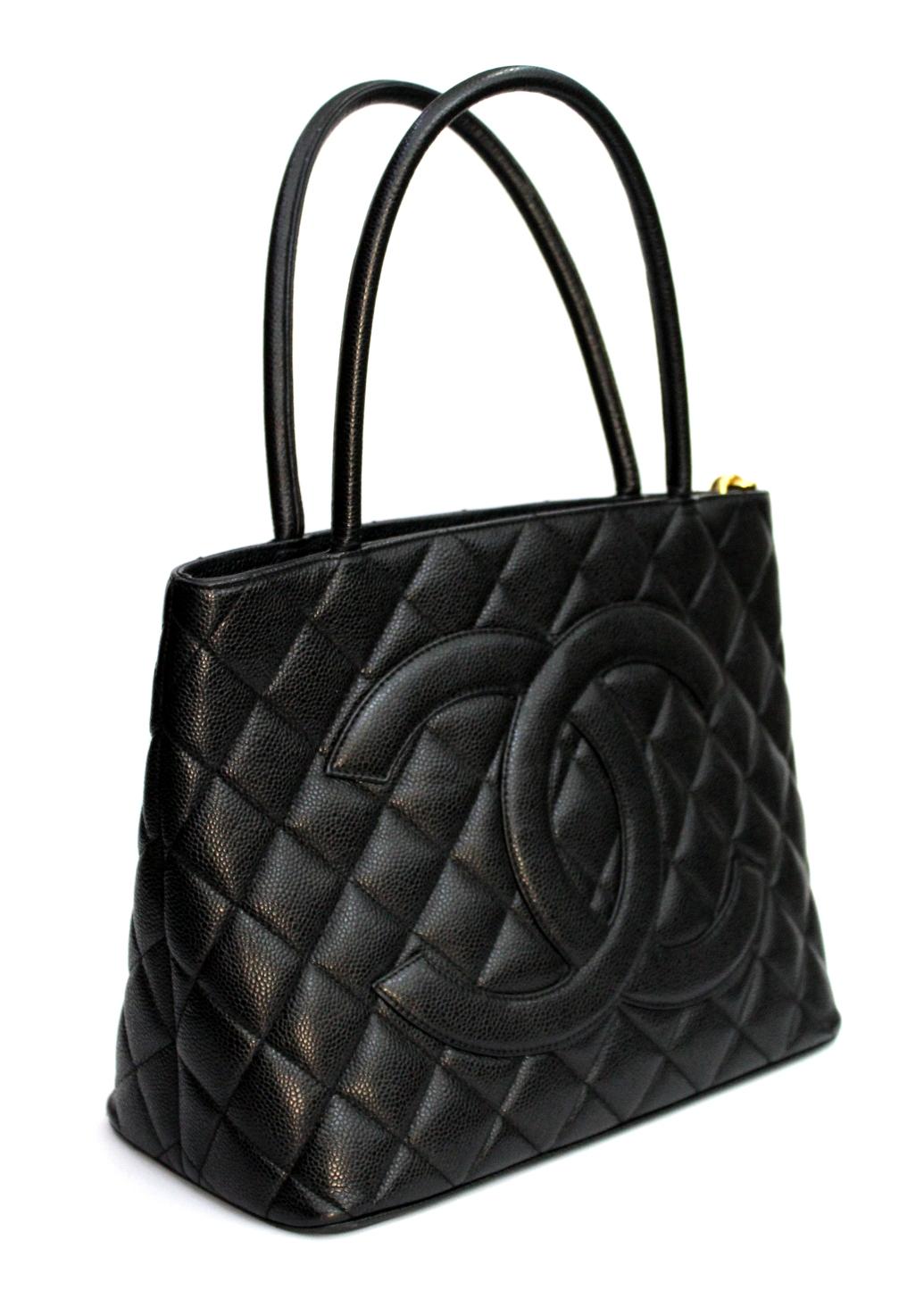 Chanel Black Leather Medallion Bag 1