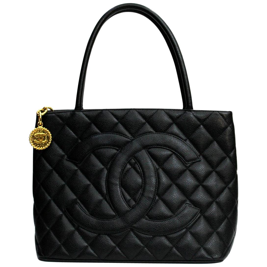 Chanel Black Leather Medallion Bag