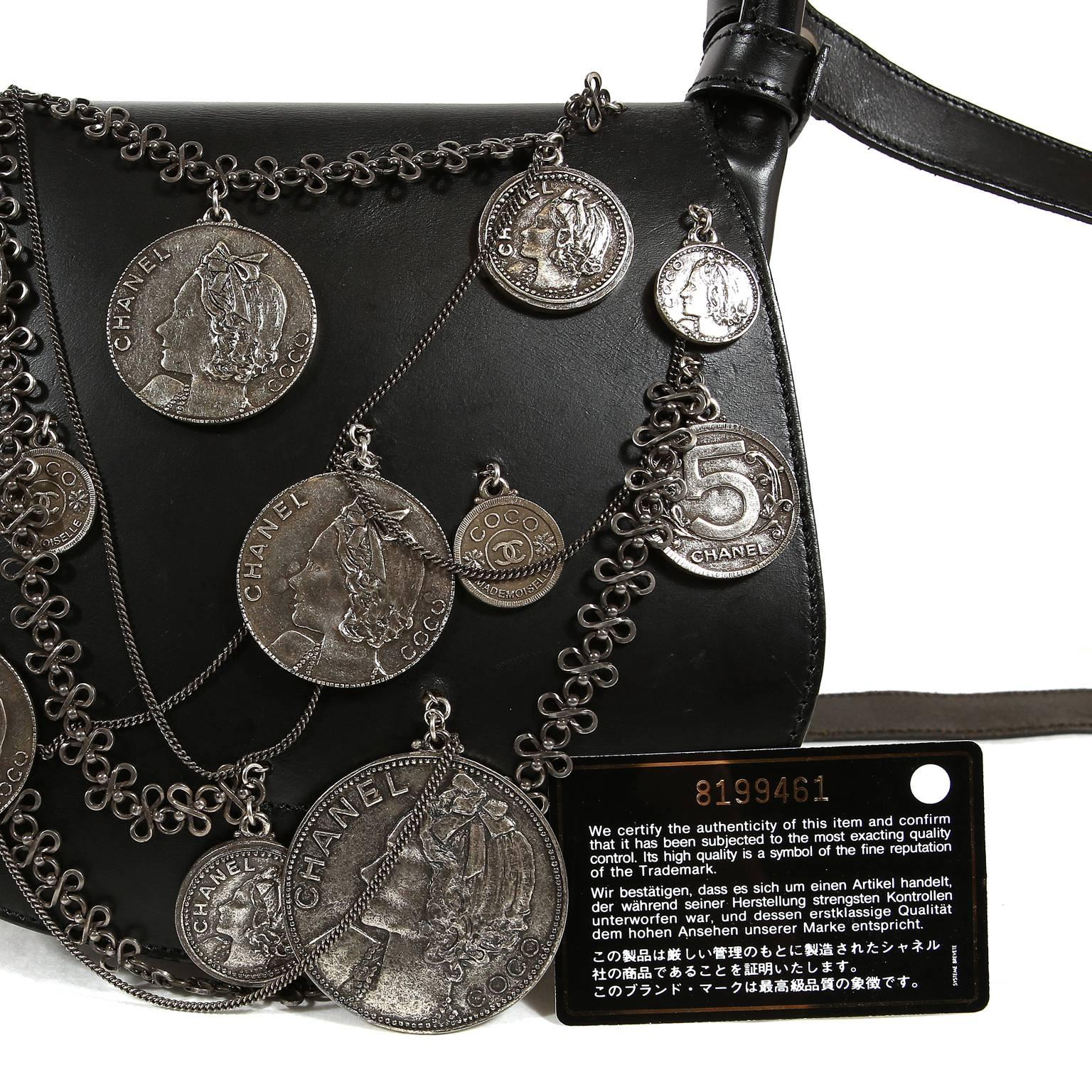 Chanel Black Leather Medallion Coins Saddle Bag- Runway 7