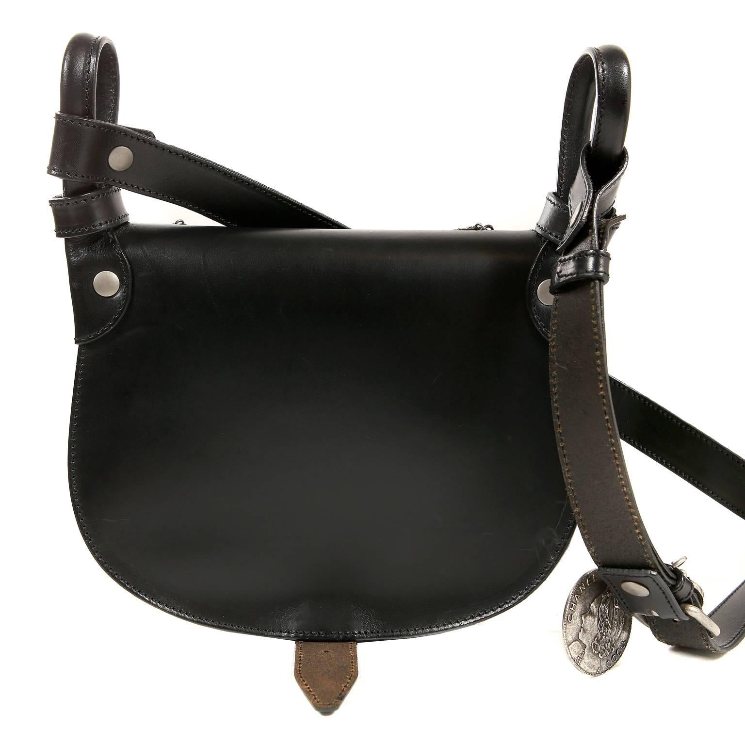 Chanel Black Leather Medallion Coins Saddle Bag Runway at 1stDibs