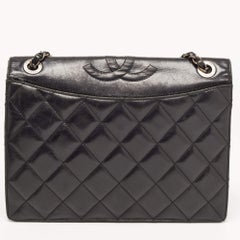 Chanel Medium Ballerine Tasche aus schwarzem Leder mit Klappe