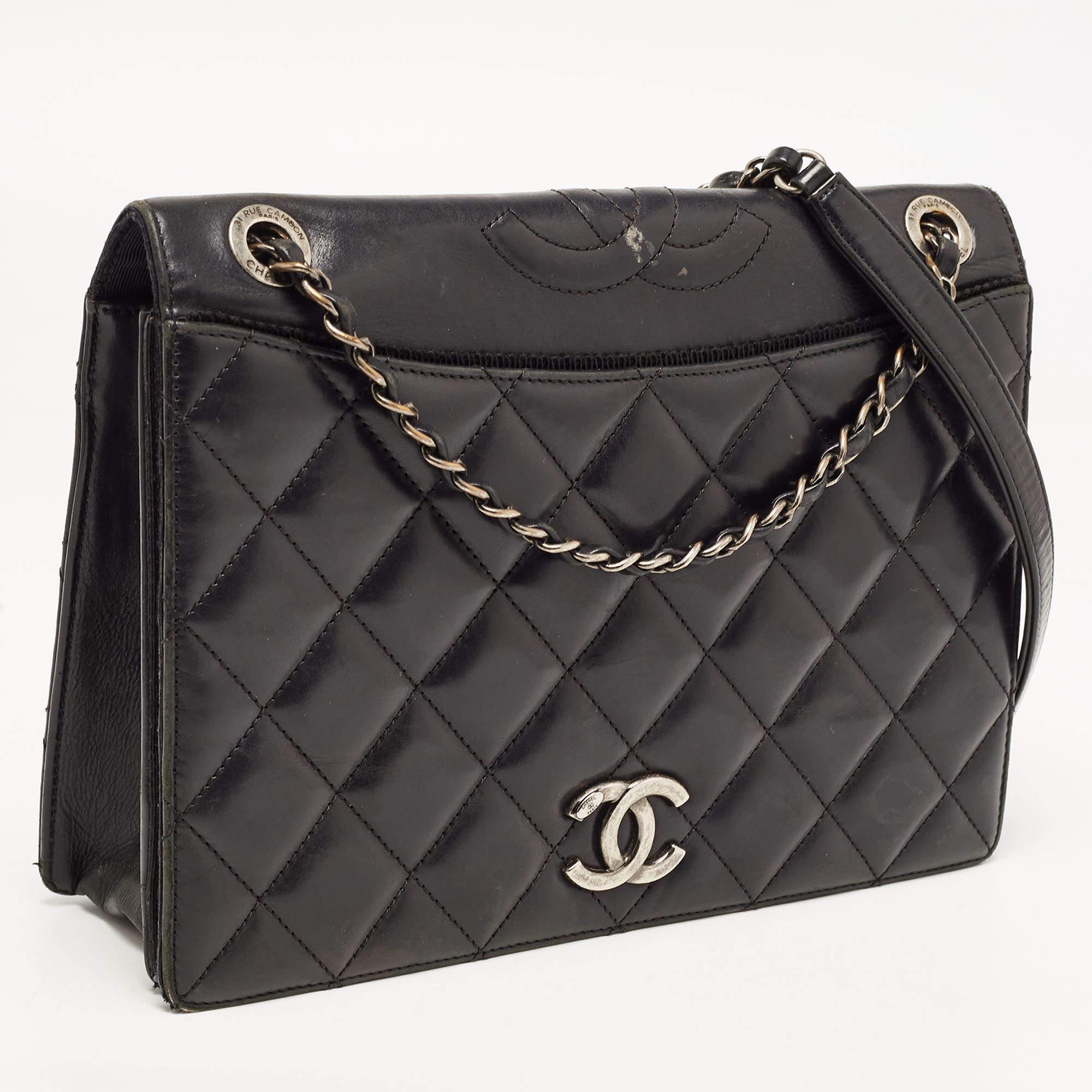 Women's Chanel Black Leather Medium Ballerine Flap Bag