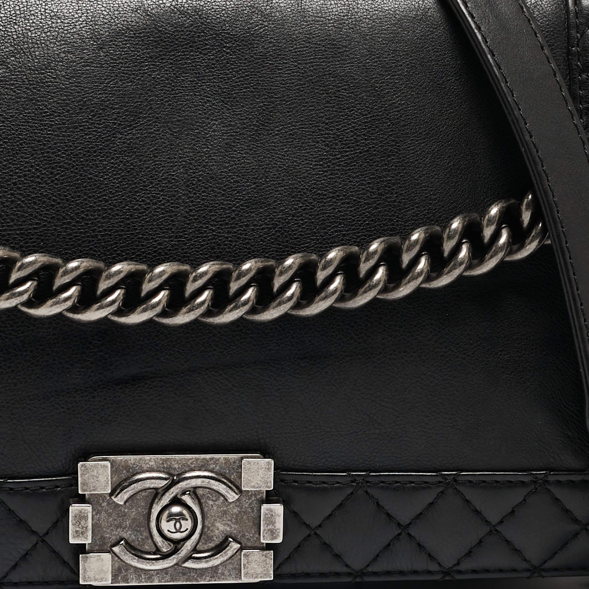 Chanel Black Leather Medium Boy Reverso Bag 6