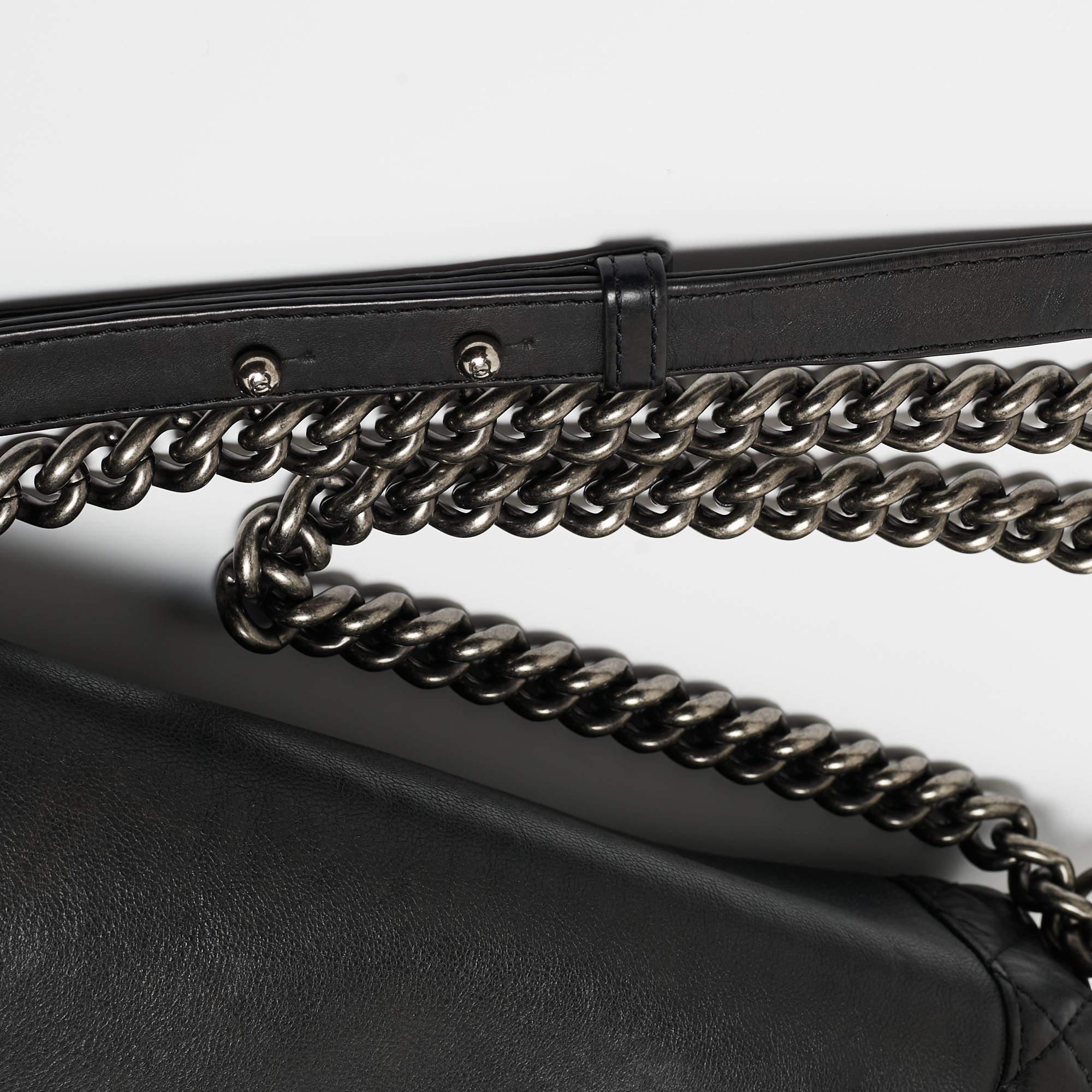 Chanel Black Leather Medium Boy Reverso Bag 7