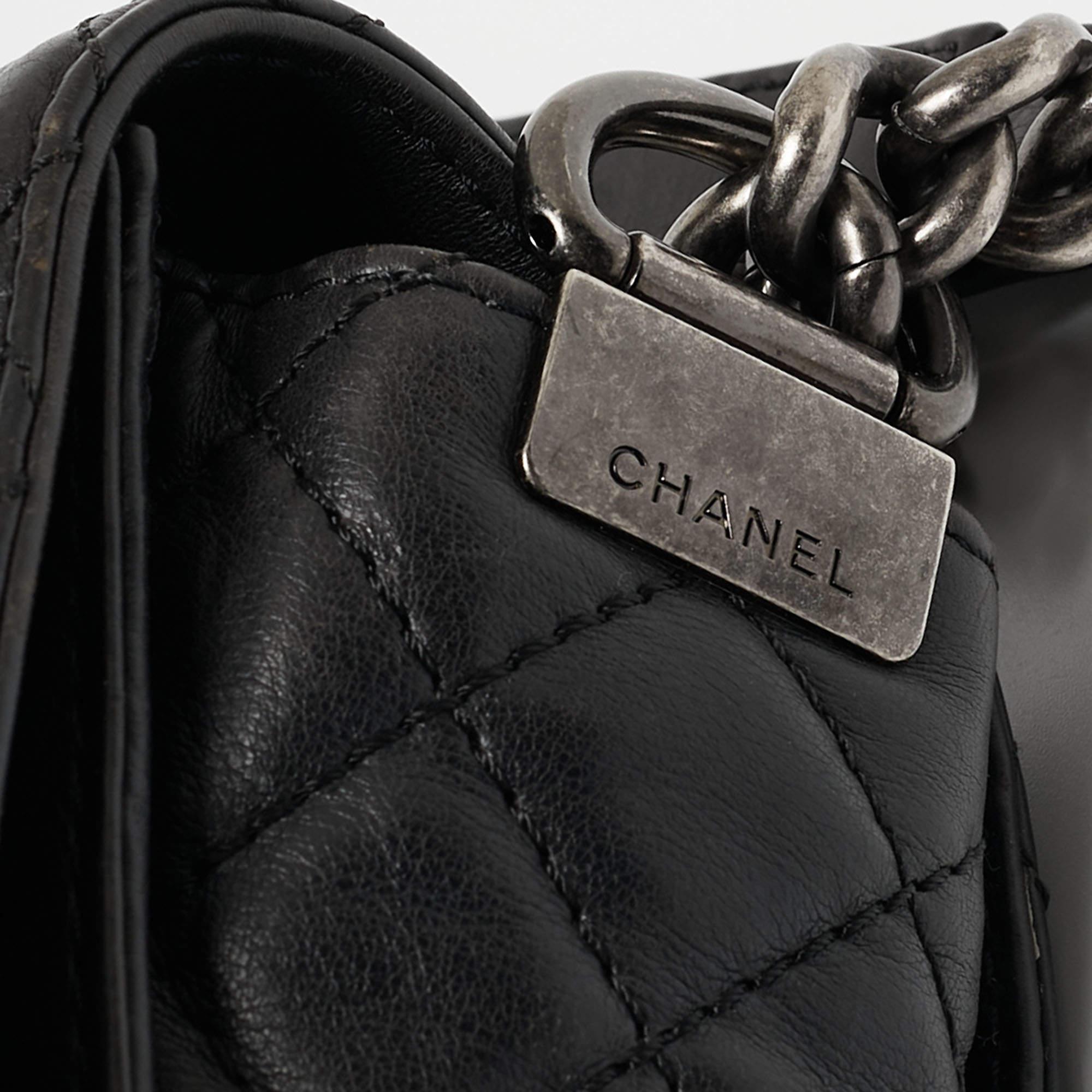 Chanel Black Leather Medium Boy Reverso Bag 8