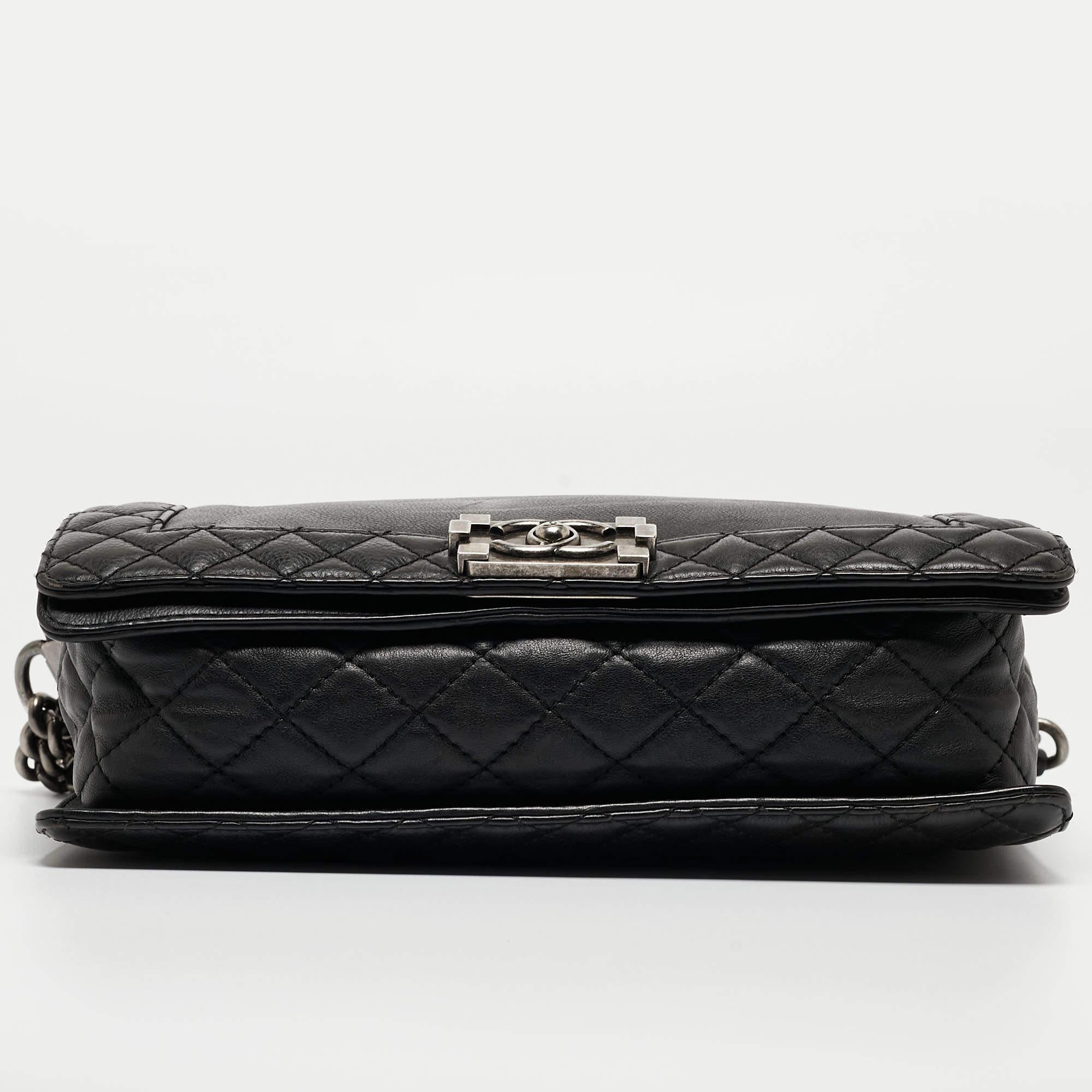 Chanel Black Leather Medium Boy Reverso Bag 9