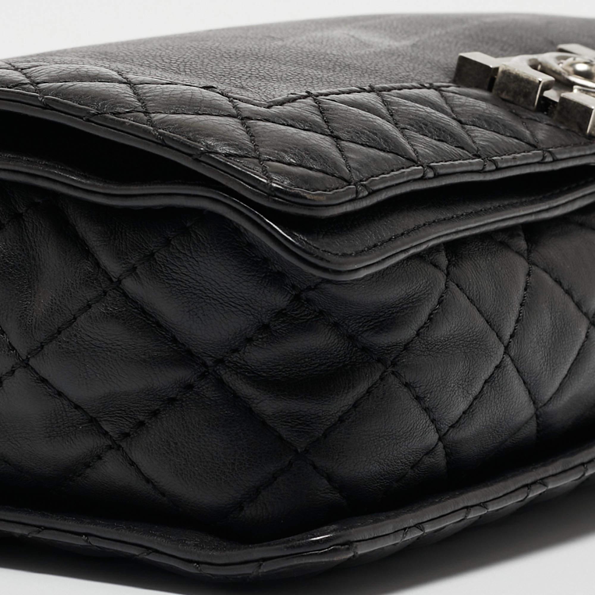 Chanel Black Leather Medium Boy Reverso Bag 10