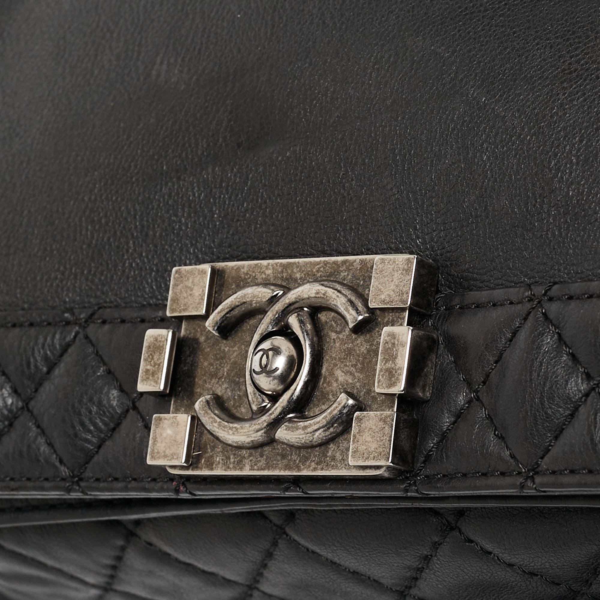 Chanel Black Leather Medium Boy Reverso Bag 12