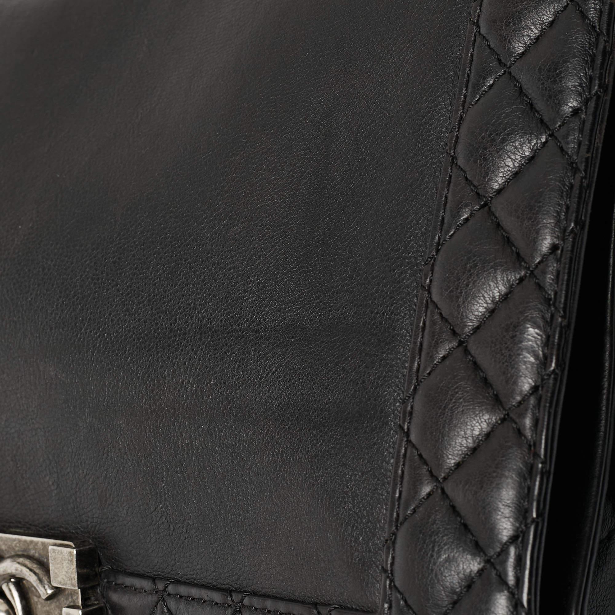 Chanel Black Leather Medium Boy Reverso Bag 2