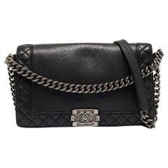 Chanel Black Leather Medium Boy Reverso Bag