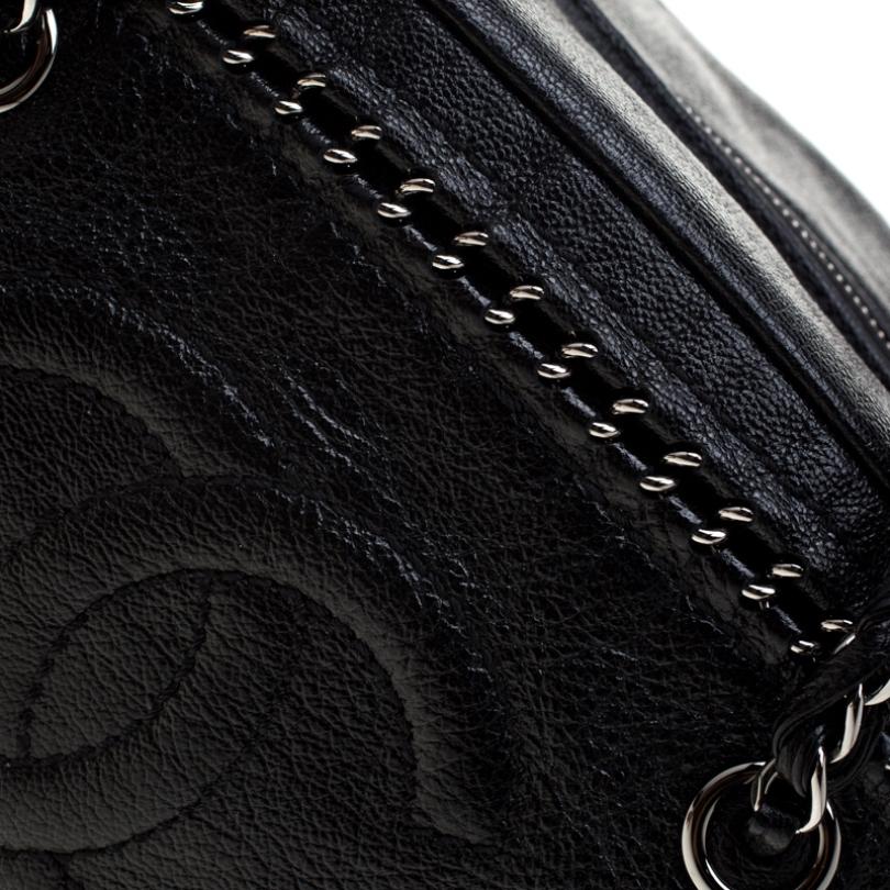 Chanel Black Leather Medium Chain Trim Luxe Ligne Bowler Bag 6