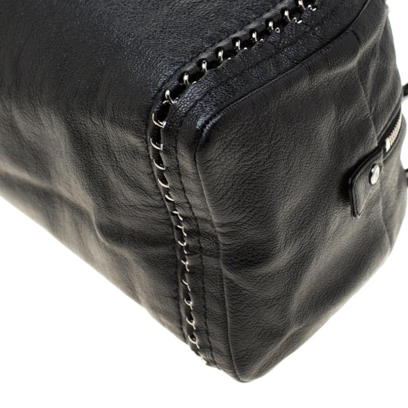 Chanel Black Leather Medium Chain Trim Luxe Ligne Bowler Bag 2