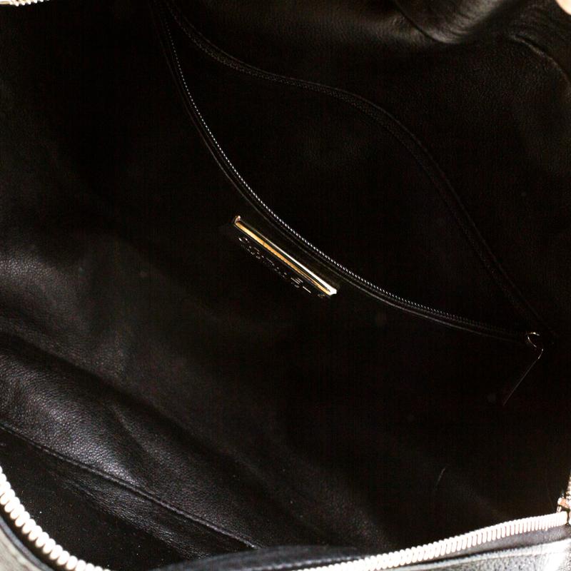Chanel Black Leather Medium Chain Trim Luxe Ligne Bowler Bag 2
