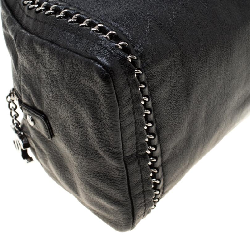 Chanel Black Leather Medium Chain Trim Luxe Ligne Bowler Bag 4