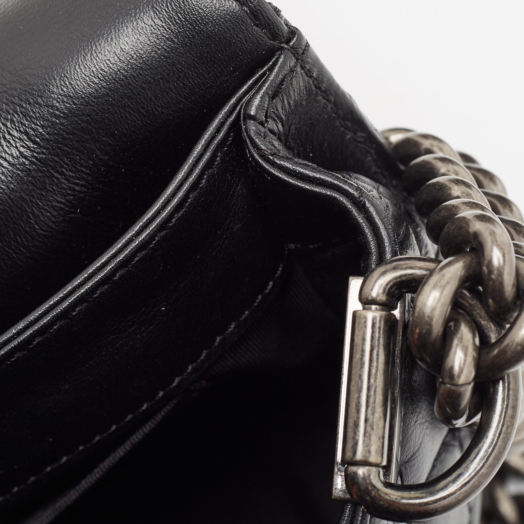 Chanel Black Leather Medium Enchained Boy Flap Bag 9