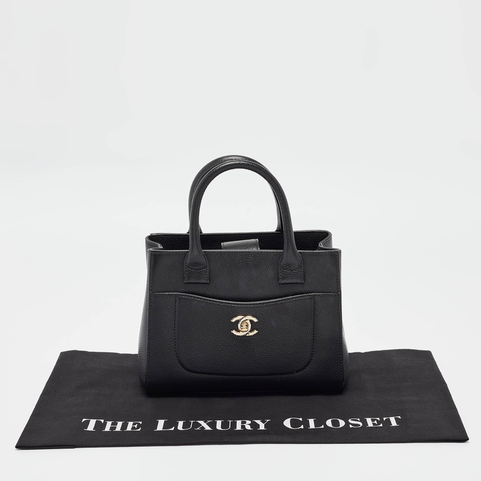 Chanel Black Leather Mini Neo Executive Tote For Sale 12