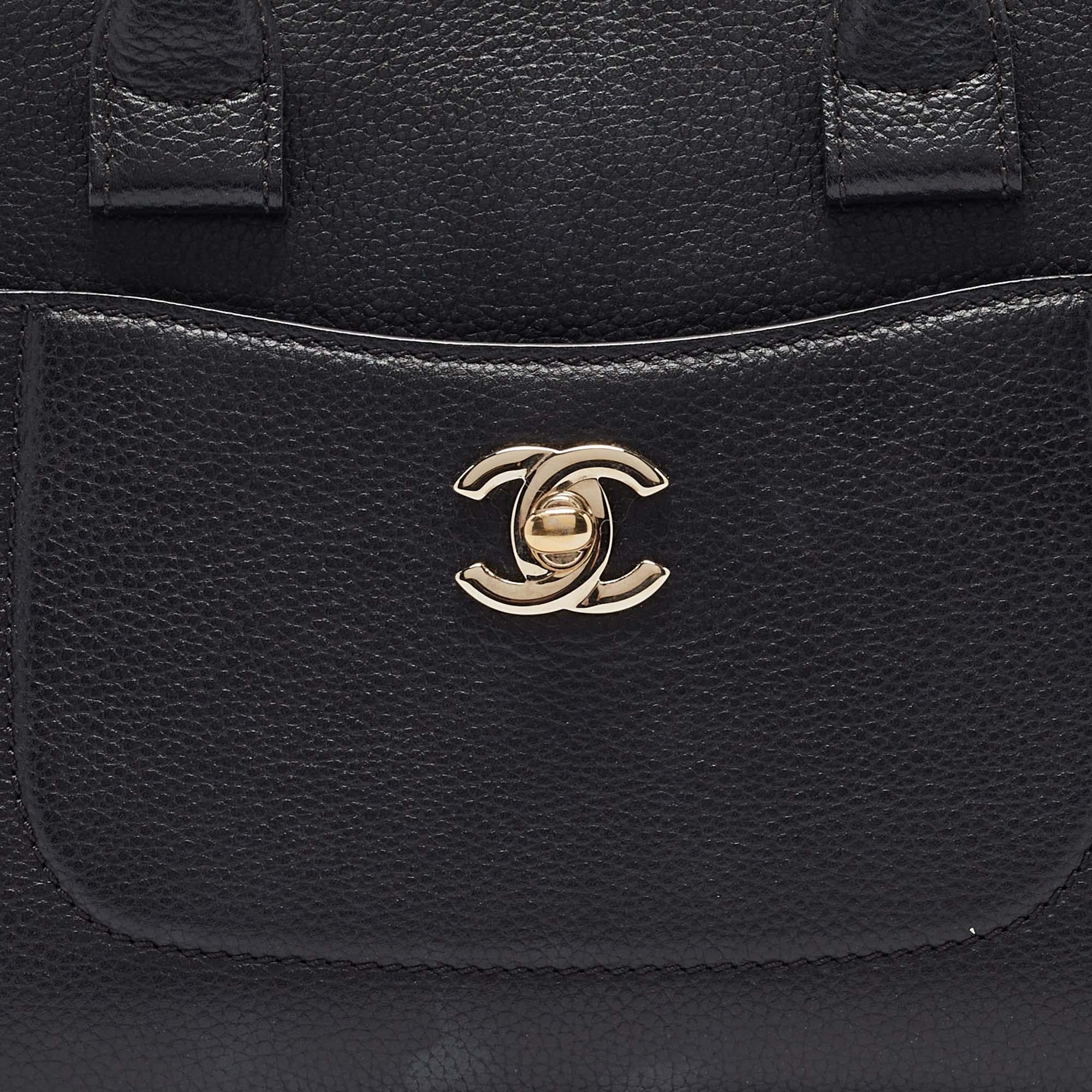 Chanel Black Leather Mini Neo Executive Tote For Sale 4