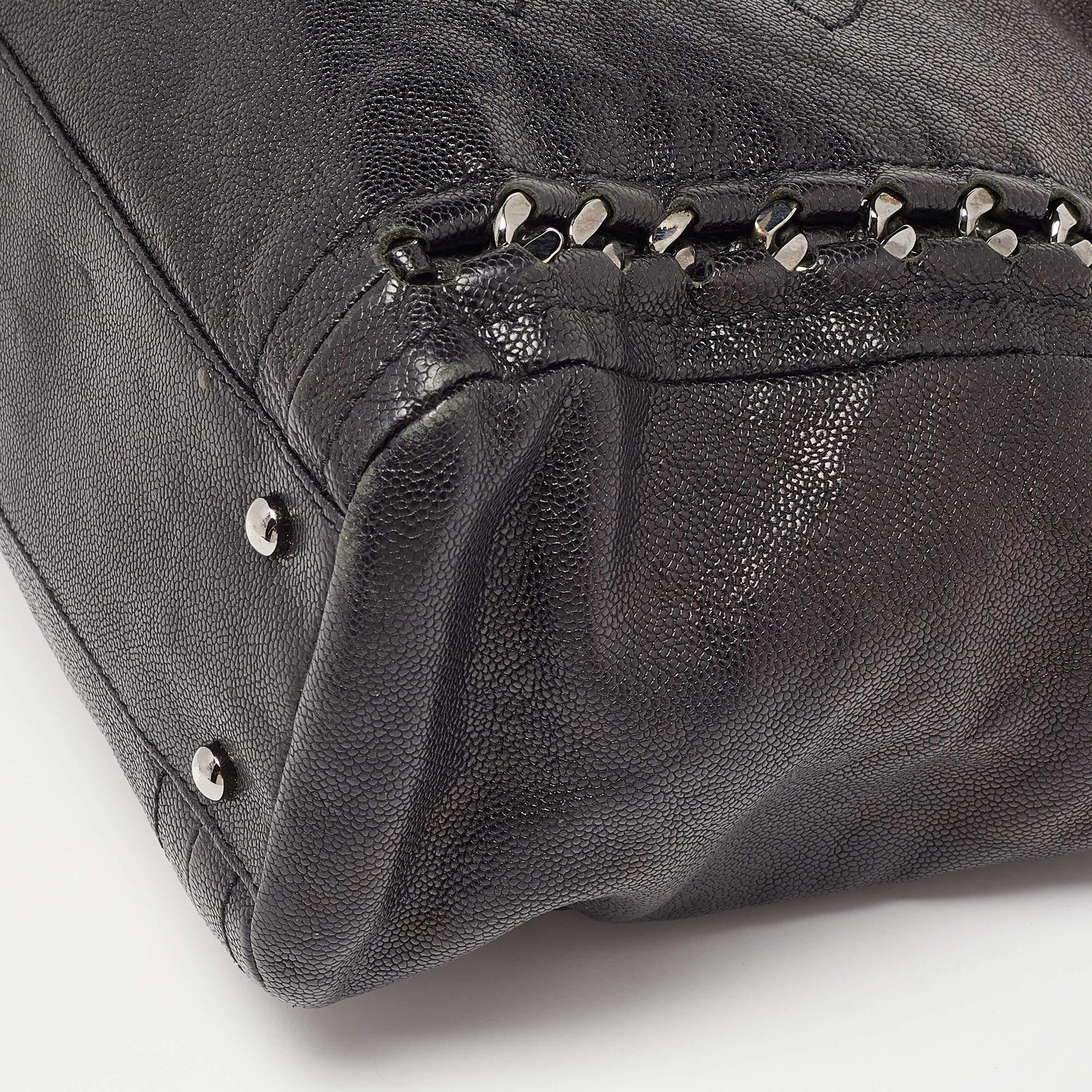 Chanel Black Leather Modern Chain North/South Tote In Good Condition In Dubai, Al Qouz 2