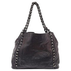 Chanel Black Leather Modern Chain North/South Tote