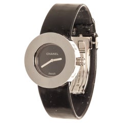 Chanel Black Leather Monte Ronde Watch